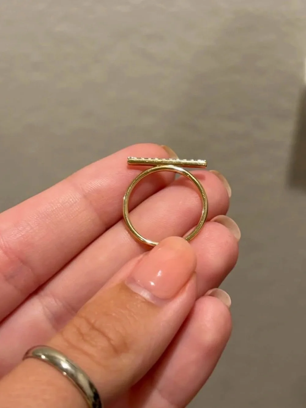 14k Yellow Gold & Genuine Diamond Stacker Band Ring Size 7